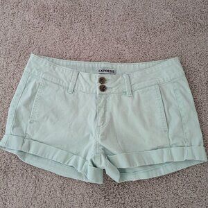 Light Green Express Womens Cuffed Shorts Size 6 Cotton Blend Casual Wear -lp711